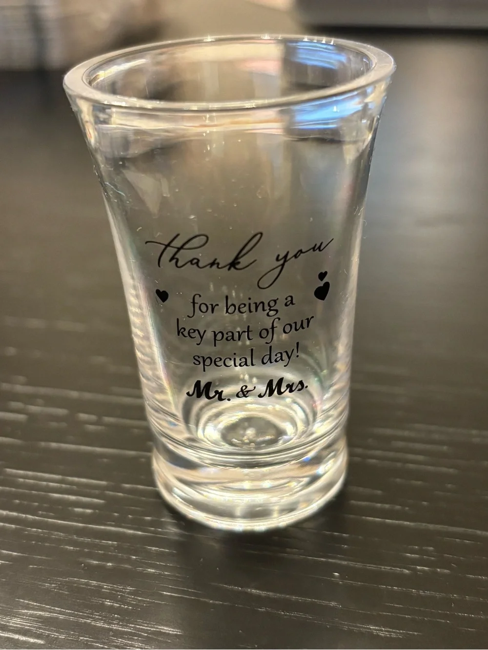 Wedding Favors Thank You Shot Glass - Clear Plastic